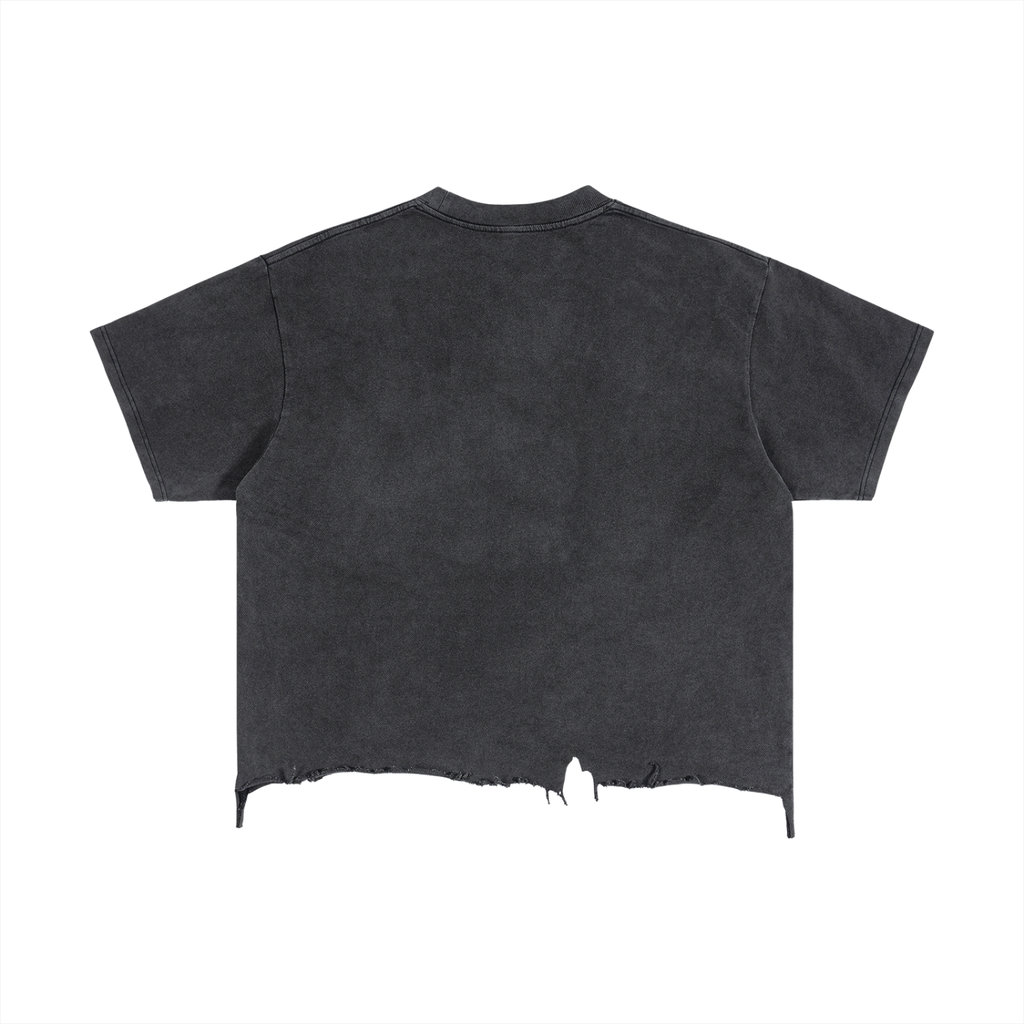 Distressed Tee, Hand-Cut Hem